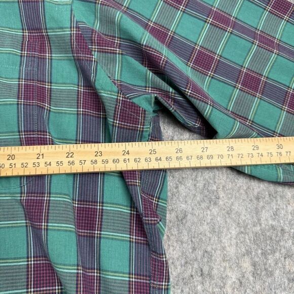 London Fog Shirt Men XL Green Maroon Check Cotton Casual Long Sleeve Button-Down - Picture 7 of 8